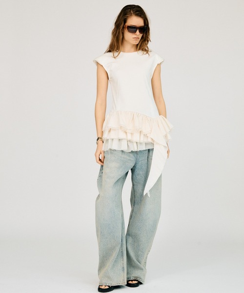 PRANK PROJECT（プランクプロジェクト）の「2WAYフリルヘムトップス / 2WAY Frill Hem TOPs（その他トップス・レディース・ホワイト/ブラック・FREE）」の5枚目の写真