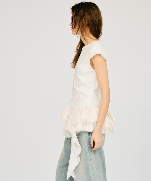PRANK PROJECT（プランクプロジェクト）の「2WAYフリルヘムトップス / 2WAY Frill Hem TOPs（その他トップス・レディース・ホワイト/ブラック・FREE）」の6枚目の写真