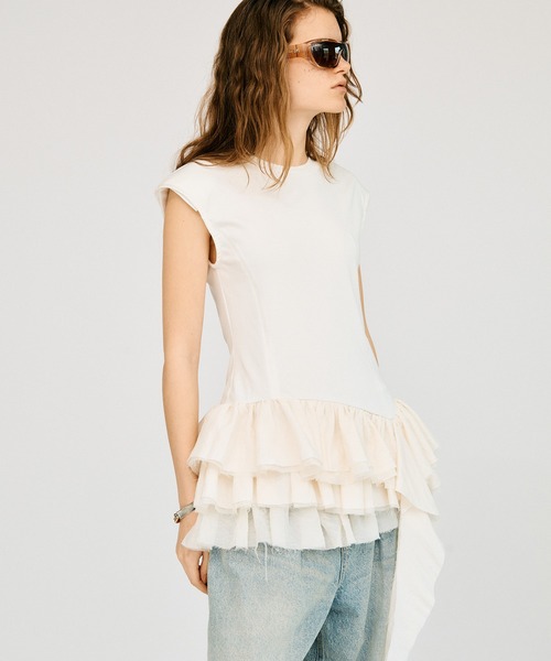 PRANK PROJECT（プランクプロジェクト）の「2WAYフリルヘムトップス / 2WAY Frill Hem TOPs（その他トップス・レディース・ホワイト/ブラック・FREE）」の8枚目の写真