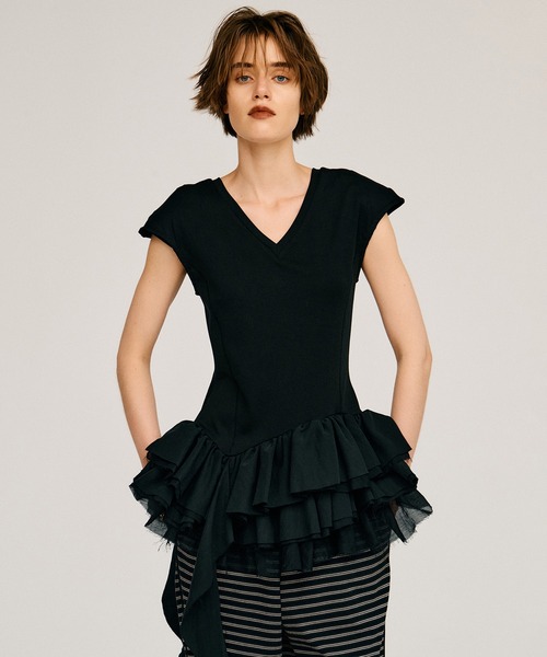 PRANK PROJECT（プランクプロジェクト）の「2WAYフリルヘムトップス / 2WAY Frill Hem TOPs（その他トップス・レディース・ホワイト/ブラック・FREE）」の17枚目の写真