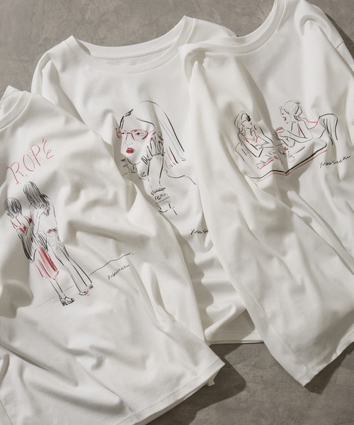 ROPE'(ロペ)の「【YUKO SAEKI for ROPE’・コラボレーション】プリントTシャツ/イージーケア(Tシャツ/カットソー・レディース・ホワイト系その他3/ホワイト系その他/ホワイト系その他2・FREE)」の3枚目の写真