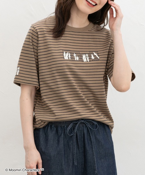Honeys(ハニーズ)の「【UVカット】ムーミン/半袖Tシャツ(Tシャツ/カットソー・レディース・オレンジ/ブラック/ブラウン系その他/グレイッシュベージュ/ピンク系その他・L/LL/M)」の3枚目の写真