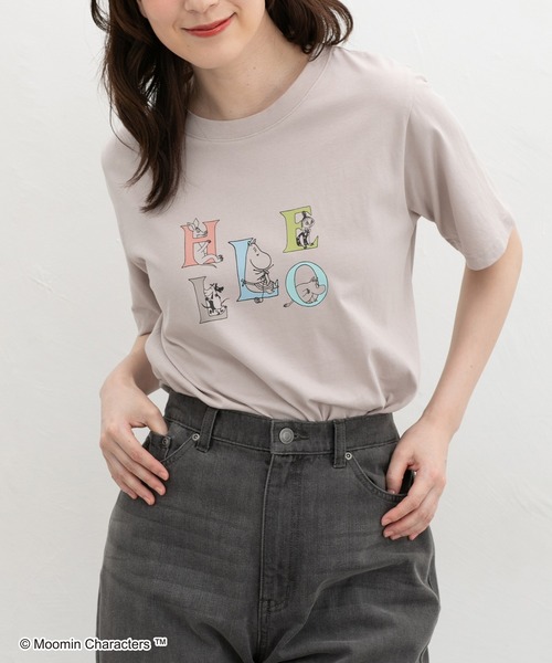 Honeys(ハニーズ)の「【UVカット】ムーミン/半袖Tシャツ(Tシャツ/カットソー・レディース・オレンジ/ブラック/ブラウン系その他/グレイッシュベージュ/ピンク系その他・L/LL/M)」の4枚目の写真