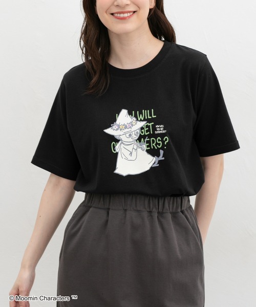 Honeys(ハニーズ)の「【UVカット】ムーミン/半袖Tシャツ(Tシャツ/カットソー・レディース・オレンジ/ブラック/ブラウン系その他/グレイッシュベージュ/ピンク系その他・L/LL/M)」の11枚目の写真