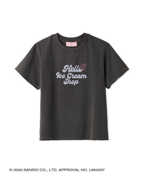 sanrio house(サンリオハウス)の「【HELLO ICE CREAM SHOP 】クロップドTシャツ(Tシャツ/カットソー・レディース・イエロー/ライトブルー/チャコールグレー/オフホワイト・F)」の1枚目の写真