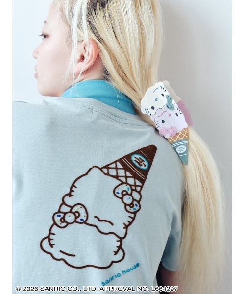 sanrio house(サンリオハウス)の「【HELLO ICE CREAM SHOP 】クロップドTシャツ(Tシャツ/カットソー・レディース・イエロー/ライトブルー/チャコールグレー/オフホワイト・F)」の14枚目の写真
