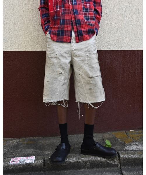 MIYAGIHIDETAKA(ミヤギヒデタカ)の「【MIYAGIHIDETAKA】Damaged Work Shorts(その他パンツ・メンズ・ホワイト/ブラック/インディゴブルー・L/XL)」の2枚目の写真
