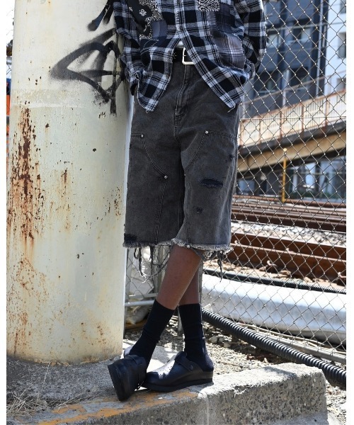MIYAGIHIDETAKA(ミヤギヒデタカ)の「【MIYAGIHIDETAKA】Damaged Work Shorts(その他パンツ・メンズ・ホワイト/ブラック/インディゴブルー・L/XL)」の16枚目の写真