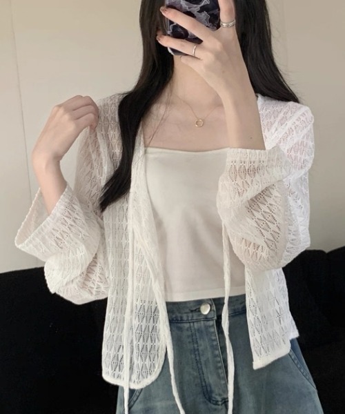 AVYL(アヴィル)の「フロントリボン ショートカーディガン 長袖(Tシャツ/カットソー・レディース・オフホワイト/ホワイト・M)」の17枚目の写真