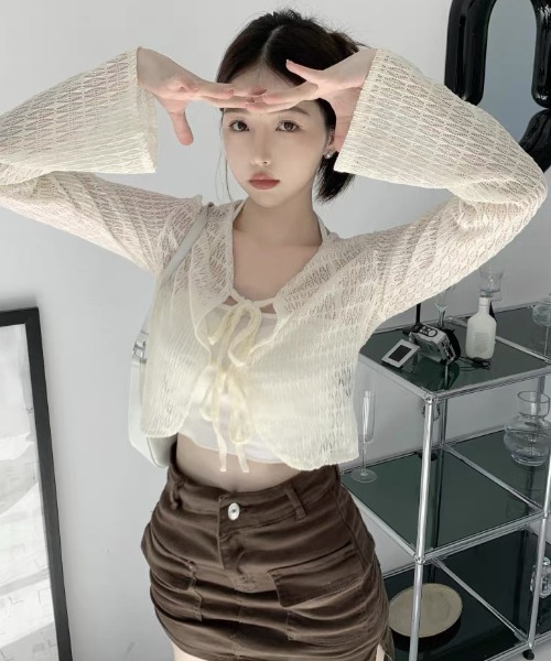 AVYL(アヴィル)の「フロントリボン ショートカーディガン 長袖(Tシャツ/カットソー・レディース・オフホワイト/ホワイト・M)」の19枚目の写真