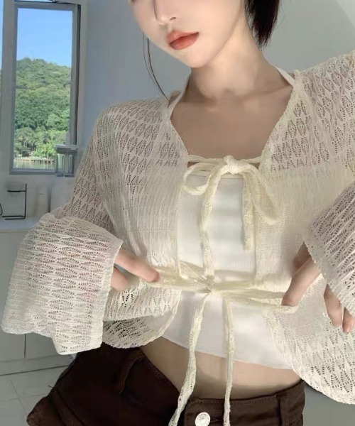 AVYL(アヴィル)の「フロントリボン ショートカーディガン 長袖(Tシャツ/カットソー・レディース・オフホワイト/ホワイト・M)」の21枚目の写真