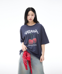 KIRSH（キルシー）の「チェリーグラフィックルーズフィットTシャツ[ネイビー]（Tシャツ/カットソー）」