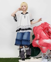 フリルハーフデニムパンツ
