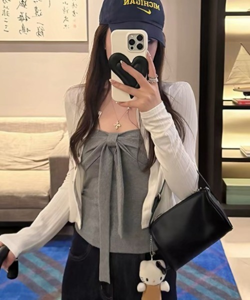 Vipoa（ヴィポア）の「Ribbon tie tube top（チューブトップ・レディース・グレー/ブラック/レッド・FREE）」の7枚目の写真