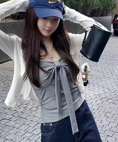 Vipoa（ヴィポア）の「Ribbon tie tube top（チューブトップ・レディース・グレー/ブラック/レッド・FREE）」の10枚目の写真