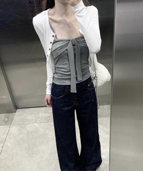 Vipoa（ヴィポア）の「Ribbon tie tube top（チューブトップ・レディース・グレー/ブラック/レッド・FREE）」の22枚目の写真