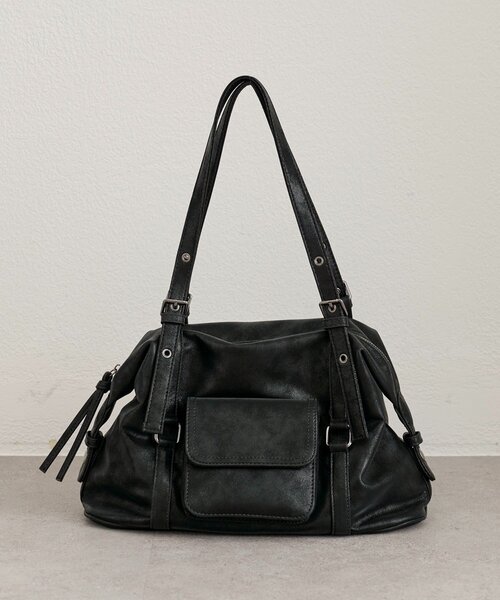 mystic(ミスティック)の「ポケット付きベルトハンドルボストンBAG(トートバッグ・レディース・ブラック・ONE SIZE)」の6枚目の写真