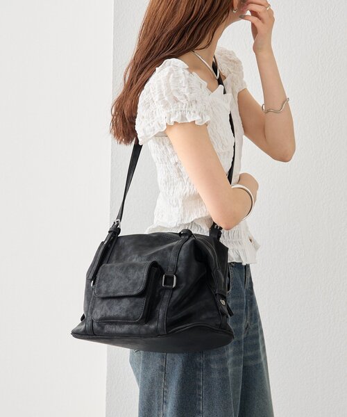mystic(ミスティック)の「ポケット付きベルトハンドルボストンBAG(トートバッグ・レディース・ブラック・ONE SIZE)」の10枚目の写真