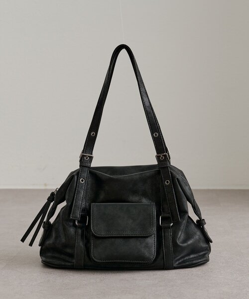 mystic(ミスティック)の「ポケット付きベルトハンドルボストンBAG(トートバッグ・レディース・ブラック・ONE SIZE)」の12枚目の写真