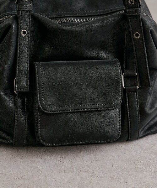 mystic(ミスティック)の「ポケット付きベルトハンドルボストンBAG(トートバッグ・レディース・ブラック・ONE SIZE)」の16枚目の写真