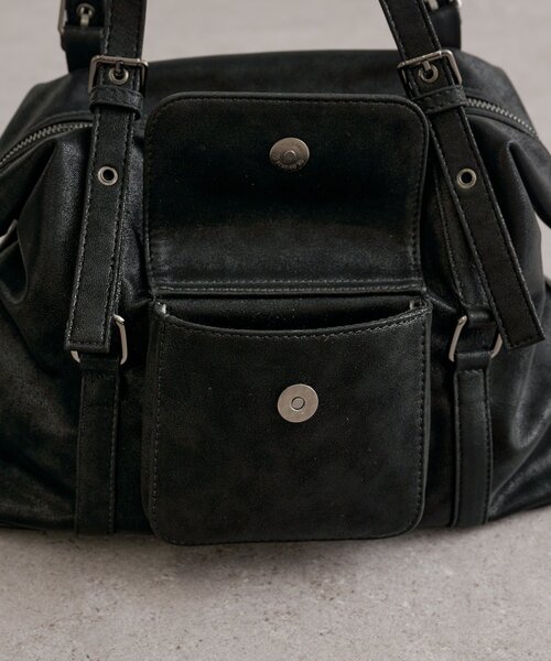 mystic(ミスティック)の「ポケット付きベルトハンドルボストンBAG(トートバッグ・レディース・ブラック・ONE SIZE)」の17枚目の写真