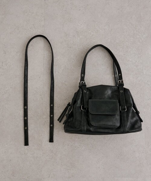 mystic(ミスティック)の「ポケット付きベルトハンドルボストンBAG(トートバッグ・レディース・ブラック・ONE SIZE)」の20枚目の写真