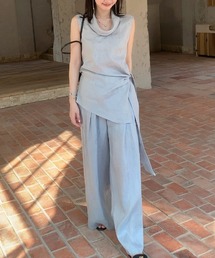 ノースリーブトップスワイドパンツセットアップ