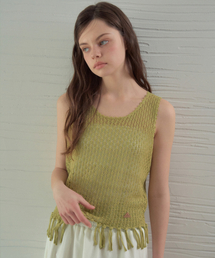 Handmade Fringe Sleeveless Knit_Olive(OC26KN21)