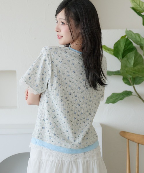 kutir(クティール)の「レイヤード風レースヘンリーネックTシャツ(Tシャツ/カットソー・レディース・ネイビー/オートミール/ホワイト・FREE)」の20枚目の写真