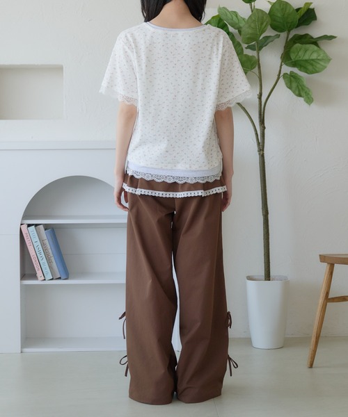 kutir(クティール)の「レイヤード風レースヘンリーネックTシャツ(Tシャツ/カットソー・レディース・ネイビー/オートミール/ホワイト・FREE)」の12枚目の写真
