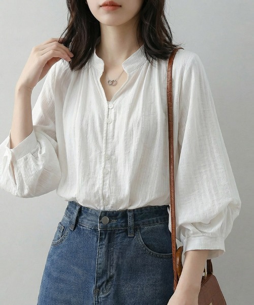 ONEP STAR(ワンピスター)の「バルーンスリーブスタンドカラーブラウス(シャツ/ブラウス・レディース・ホワイト・X-LARGE/LARGE/MEDIUM)」の13枚目の写真
