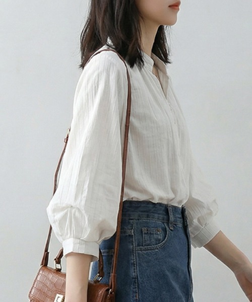 ONEP STAR(ワンピスター)の「バルーンスリーブスタンドカラーブラウス(シャツ/ブラウス・レディース・ホワイト・X-LARGE/LARGE/MEDIUM)」の9枚目の写真