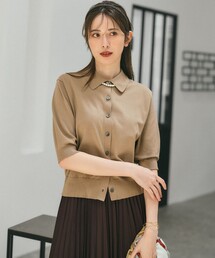 ヴィスコースストレッチ ポロニット カーディガン
