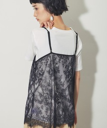 Tシャツ&ひげレースキャミ2点セット