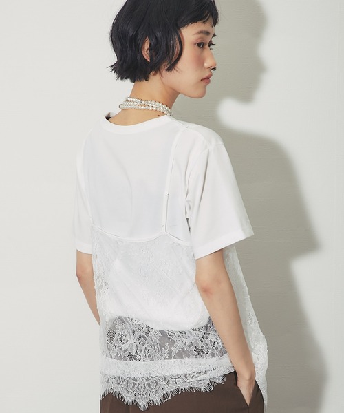 ANOTHER S(アナザーエス)の「Tシャツ&ひげレースキャミ2点セット(Tシャツ/カットソー・レディース・ホワイト×ホワイト/ホワイト×ブラック/ブラック×ホワイト・FREE)」の5枚目の写真