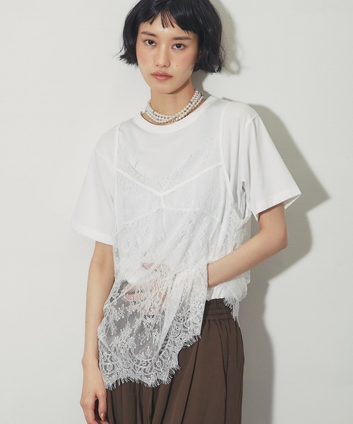 ANOTHER S(アナザーエス)の「Tシャツ&ひげレースキャミ2点セット(Tシャツ/カットソー・レディース・ホワイト×ホワイト/ホワイト×ブラック/ブラック×ホワイト・FREE)」の9枚目の写真