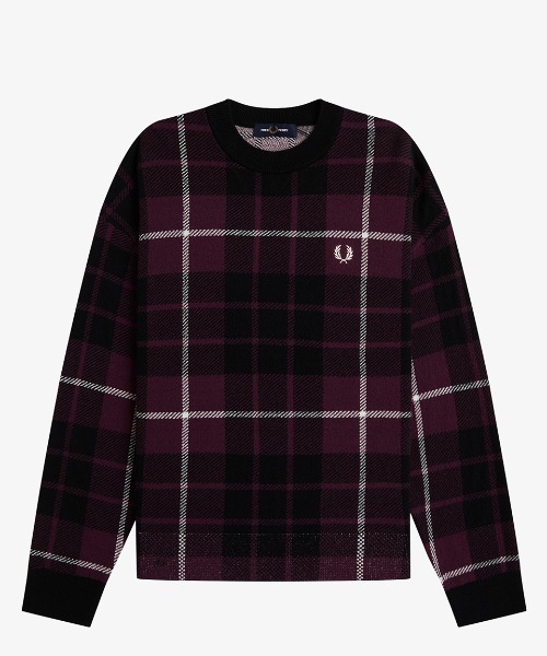 FRED PERRY(フレッドペリー)の「Boucle Tartan Jumper/ブークレタータンチェックジャンパー(ニット/セーター・レディース・プラム・10)」の7枚目の写真
