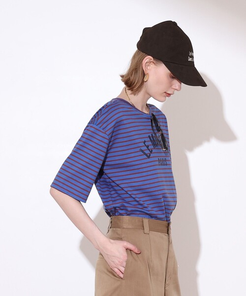 allureville(アルアバイル)の「カレッジライクロゴボーダーTシャツ(Tシャツ/カットソー・レディース・ブルー/ベージュ・2)」の17枚目の写真