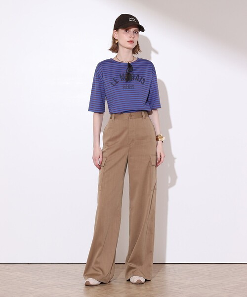 allureville(アルアバイル)の「カレッジライクロゴボーダーTシャツ(Tシャツ/カットソー・レディース・ブルー/ベージュ・2)」の5枚目の写真