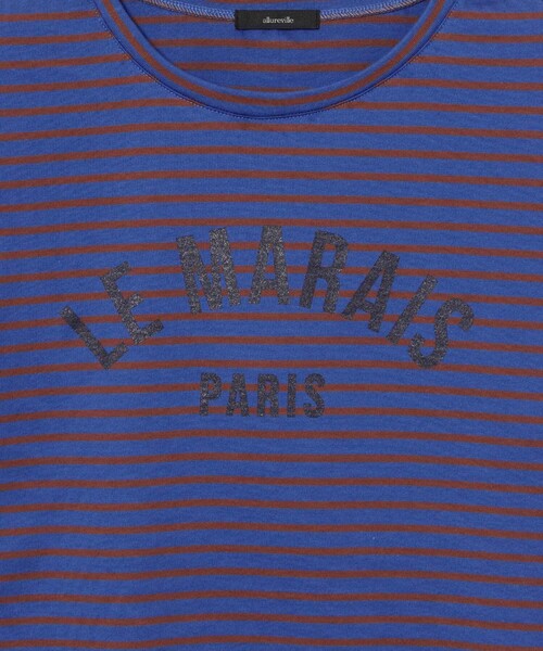 allureville(アルアバイル)の「カレッジライクロゴボーダーTシャツ(Tシャツ/カットソー・レディース・ブルー/ベージュ・2)」の11枚目の写真