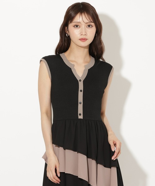 AND COUTURE（アンドクチュール）の「アシメフリルドッキングワンピース（ワンピース・レディース・ブラック/キャメル・FREE）」の15枚目の写真