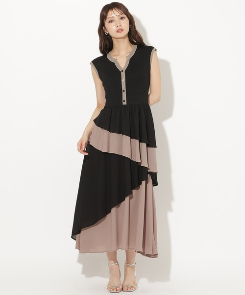 AND COUTURE（アンドクチュール）の「アシメフリルドッキングワンピース（ワンピース・レディース・ブラック/キャメル・FREE）」の11枚目の写真