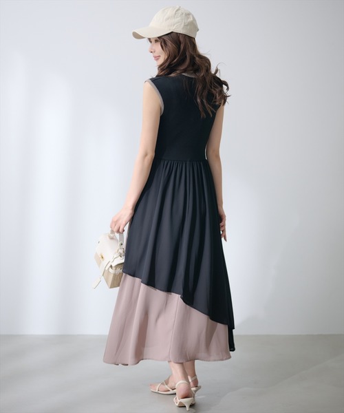 AND COUTURE（アンドクチュール）の「アシメフリルドッキングワンピース（ワンピース・レディース・ブラック/キャメル・FREE）」の7枚目の写真