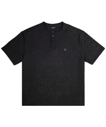 SAINTPAIN（セイントペイン）の「SPモノグラムワッフルヘンリーネック半袖Tシャツブラック（Tシャツ/カットソー）」