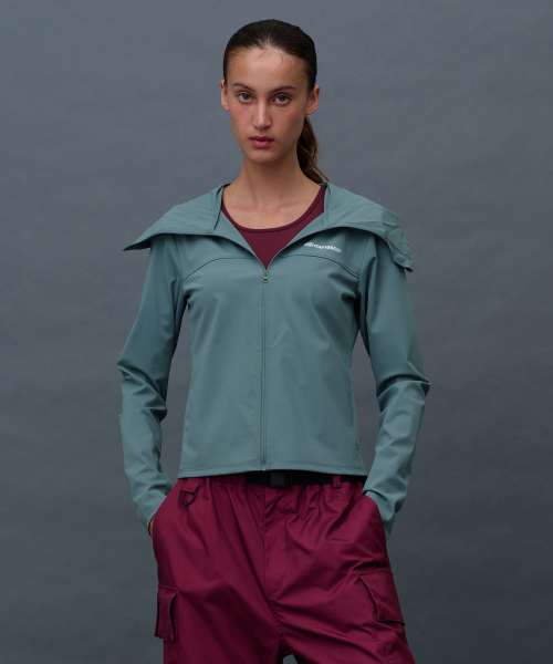 MENASOO（ミナス）の「Face Cover Zip Up Jersey_Mint（ナイロンジャケット・レディース・ミント・SMALL/MEDIUM/LARGE/X-LARGE）」の7枚目の写真