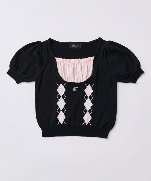 OLIVE des OLIVE(オリーブデオリーブ)の「【インフルエンサー企画】miko argyle knit tops(ニット/セーター・レディース・ブラック/ピンク・FREE)」の18枚目の写真