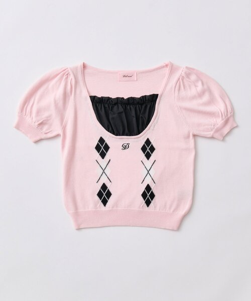 OLIVE des OLIVE(オリーブデオリーブ)の「【インフルエンサー企画】miko argyle knit tops(ニット/セーター・レディース・ブラック/ピンク・FREE)」の13枚目の写真