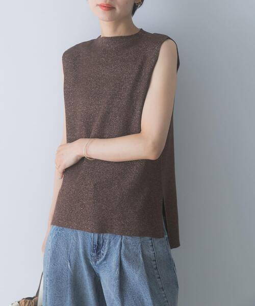 URBAN RESEARCH ROSSO WOMEN（アーバンリサーチ　ロッソ）の「接触冷感ハイネックラメプルオーバー（その他トップス・レディース・ブラウン/ライトベージュ・FREE）」の4枚目の写真