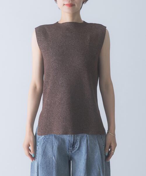 URBAN RESEARCH ROSSO WOMEN（アーバンリサーチ　ロッソ）の「接触冷感ハイネックラメプルオーバー（その他トップス・レディース・ブラウン/ライトベージュ・FREE）」の7枚目の写真