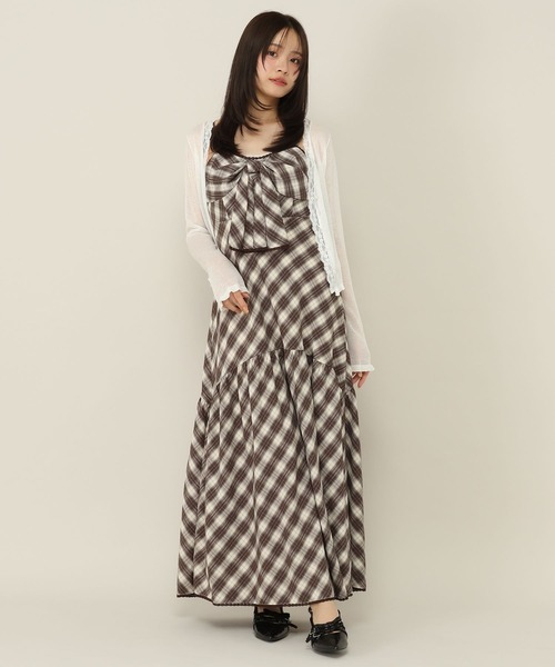 Heather(ヘザー)の「BIGリボンフレアキャミワンピース 1057783(ワンピース・レディース・ブラウン系その他/ブルー系その他/ホワイト系その他・FREE)」の3枚目の写真